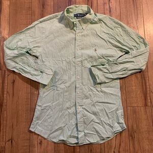 Polo Ralph Lauren Oxford Shirt  Custom Fit - Mint Green White Stripes